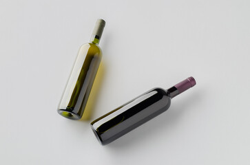 Red and white wine bottle mockup