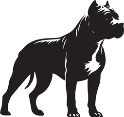 Pitbull Dog Silhouette Vector Black and White Strong Canine Illustration