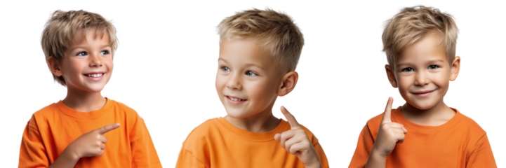 Playful boy posing with joyful expressions studio on transparent background