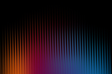 Abstract vertical lines with a gradient of orange, purple, and blue against a black background