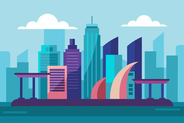 Fototapeta premium city landscape with city skyline