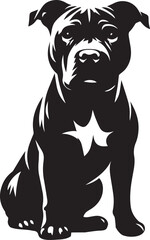 Pitbull Dog Silhouette Vector Black and White Strong Canine Illustration