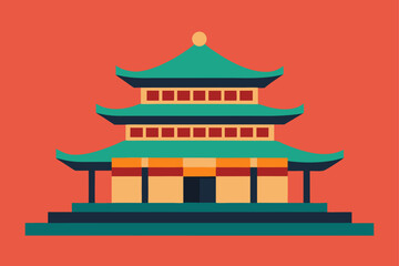 vector illustration of chinese temple