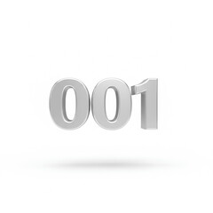 Silver Metallic Number 001 Isolated on White Background