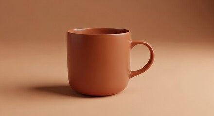 Obraz premium Minimalist Mug Against a Warm Brown Backdrop for Design Mockups