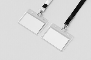 ID Card holder mockup with lanyard, horizontal