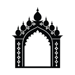 Decorative Archway Silhouette with Diya Flame Patterns
