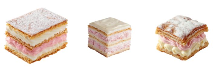 Close-up bakery food photography delicious pastries in bright kitchen on transparent background