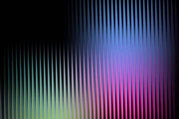 Abstract vertical lines displaying a blend of green, blue, and pink colors against a dark background