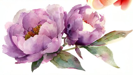 Watercolor Peony Flower Painting Timelapse: Delicate Floral Art Creation in Time Lapse