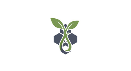 Abstract emblem featuring plant growth with a geometric structure conveying balance