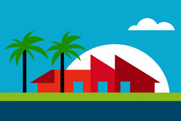 summer landscape with house