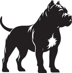 Pitbull Dog Silhouette Vector Black and White Strong Canine Illustration