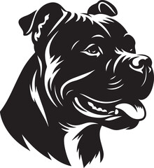 Pitbull Dog Silhouette Vector Black and White Strong Canine Illustration
