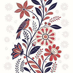Seamless floral pattern with flowers and leaves