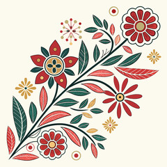 Seamless floral pattern with flowers and leaves