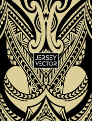 Polynesian Tattoo Jersey Vector, Tribal Ornamental Jersey Design, Jersey vector, Samoan, Maori inspired Jersey vector template, Ornate  stylish sport uniform for players. Dress, sport fashion, T shirt