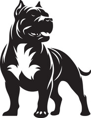 Pitbull Dog Silhouette Vector Black and White Strong Canine Illustration