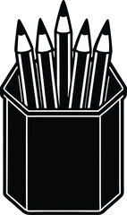Set of Colored Pencils in Tin Case Silhouette Transparent Background