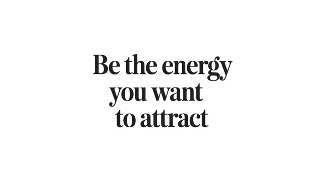 Inspirational quote about energy simple black and white typography design for social media motivation and positivity concept isolated on white background