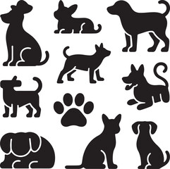 set of cats silhouettes