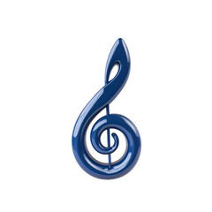 Blue 3d treble clef symbol on black background
