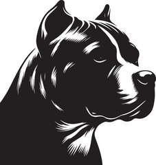 Pitbull Dog Silhouette Vector Black and White Strong Canine Illustration