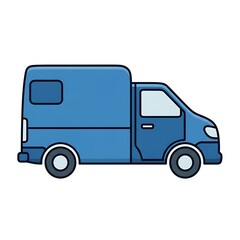 Blue Delivery Van with Rounded Edges and Compact Design in Simple Illustration