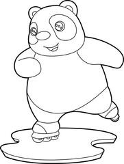 Panda Inline skating Inline skates Sports Animal Vecor Graphic Art Illustratio