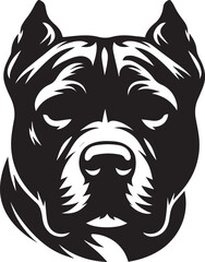 Pitbull Dog Silhouette Vector Black and White Strong Canine Illustration