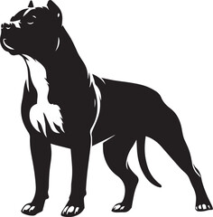 Pitbull Dog Silhouette Vector Black and White Strong Canine Illustration