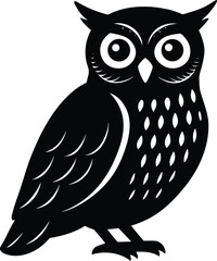 Brown Owl Perched Calmly Silhouette Transparent Background