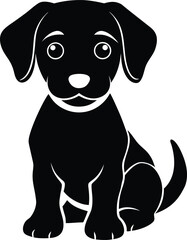 Fototapeta premium Cute Brown Puppy Sitting Calmly Silhouette Transparent Background