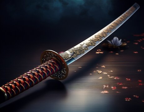 katana sword traditional japanese weapon isolated on background