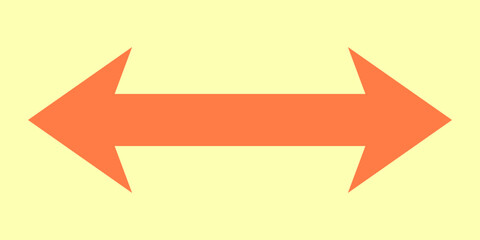 Two orange arrows pointing away from each other on a pale yellow background