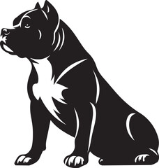 Pitbull Dog Silhouette Vector Black and White Strong Canine Illustration