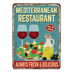 Mediterranean Restaurant vintage rusty metal sign