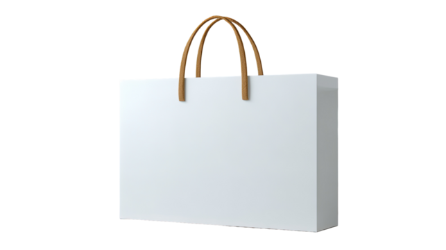 Blank white tote bag with tan handles