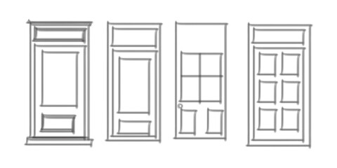 window and door outline icon set building element illustration