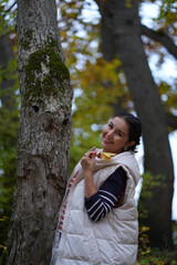 Picknic in the fairy beatiful forest in autumn