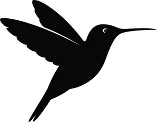 Obraz premium Black hummingbird in flight silhouette vector