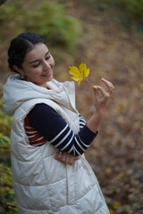 Picknic in the fairy beatiful forest in autumn