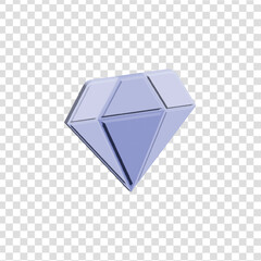 3D diamond gem icon PNG with transparent background, symbolizing luxury, wealth, jewelry, and precious stones.