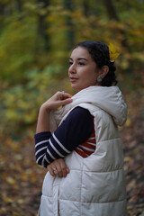 Picknic in the fairy beatiful forest in autumn