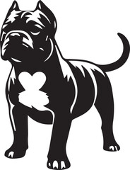Pitbull Dog Silhouette Vector Black and White Strong Canine Illustration