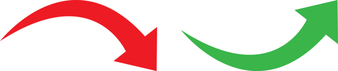 Opposing red and green arrows showing directional change