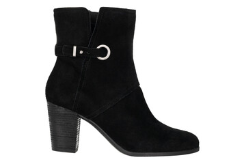 Black Suede Ankle Boot with Block Heel