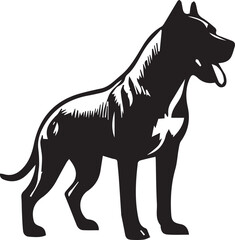 Pitbull Dog Silhouette Vector Black and White Strong Canine Illustration