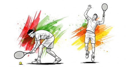 tennis player on abstract background