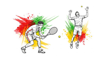 tennis player on abstract background